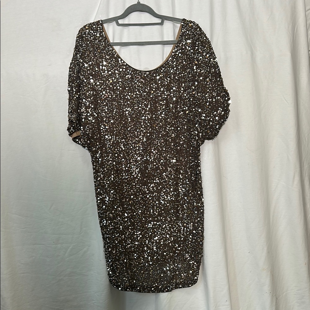 Vince Brown Gold Sequin Mini Dress Cocktail